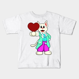 Cat as Doctor with Heart Kids T-Shirt